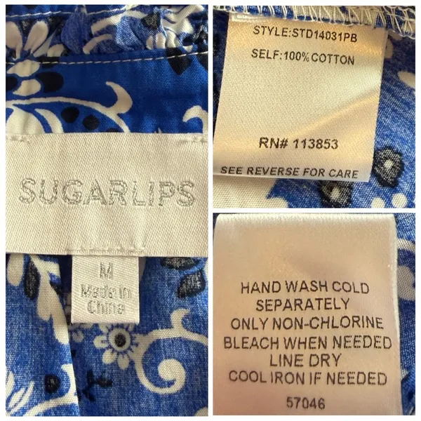 Sugarlips Lulu Dixie Dress Mini Shift Blue Floral Cotton Women’s Size Medium - Image 11