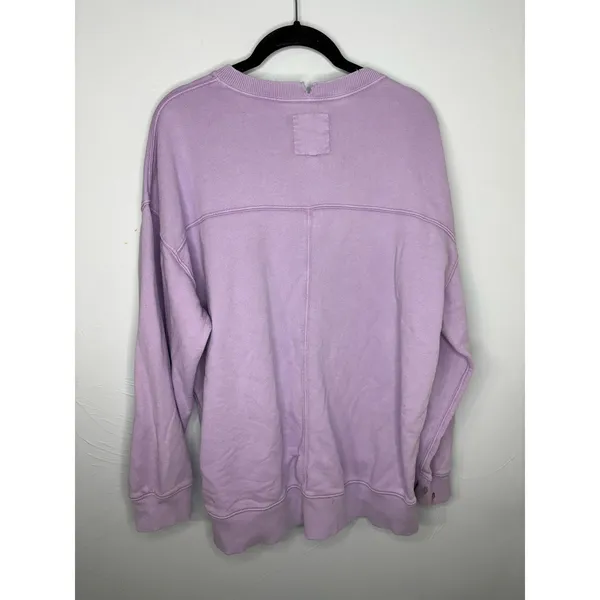 Aerie "Going Off The Rails" Crewneck Sweatshirt Women's Small Purple Oversized - Image 2