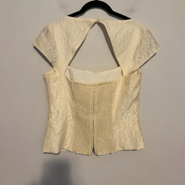 Reformation Cora top ivory brocade 12 feminine romantic classic - Image 3