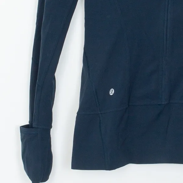 Lululemon Contour Full Zip Jacket Womens Size 4 Nocturnal Teal Thumbholes - Image 8