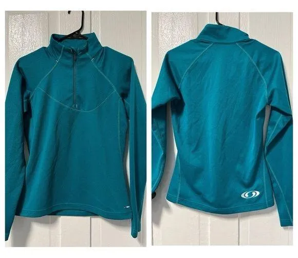 Salomon women’s 1/4 zip actilite long sleeve pullover size small - Image 2