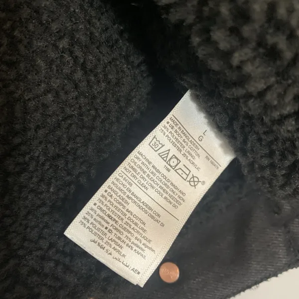 Old Navy Black Chore Jacket Oversized Boyfriend Sherpa Lined Ladies Sz Large Denim Barn - Image 6