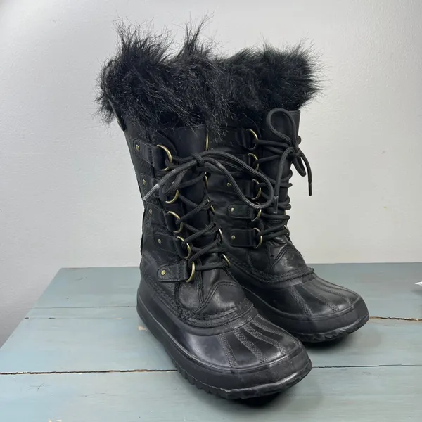 Sorel Tofino Black Waterproof Faux Fur Winter Snow Boots LL1804-010 Womens 6 - Image 8