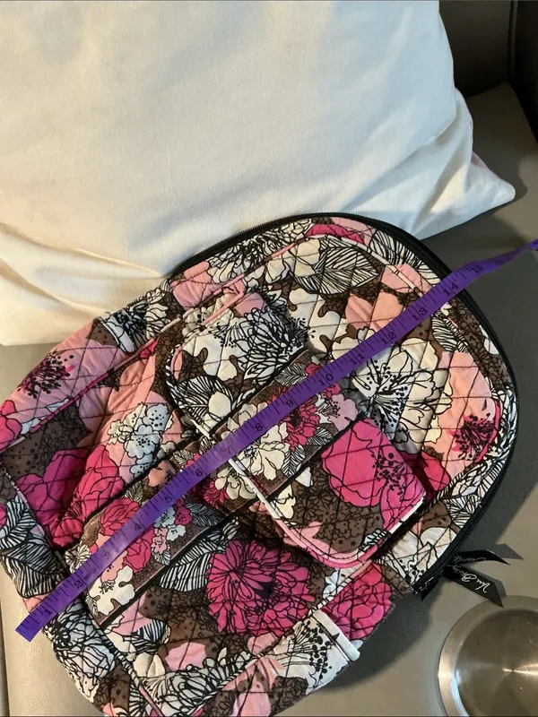 Vera Bradley Pink & Brown Quilted Floral Backpack - Image 6