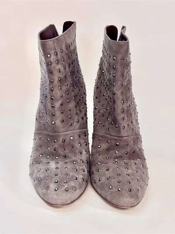 J. Crew Grey Suede Studded Ankle Booties - Image 3