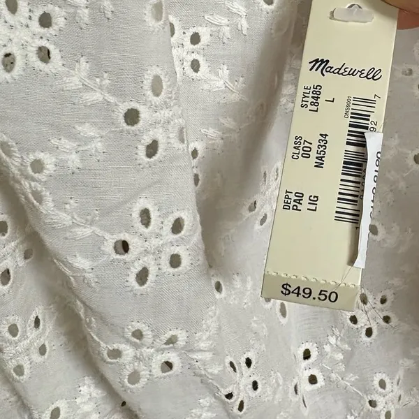 Madewell Ivory Eyelet Crop Top Size Large‎ - Image 5