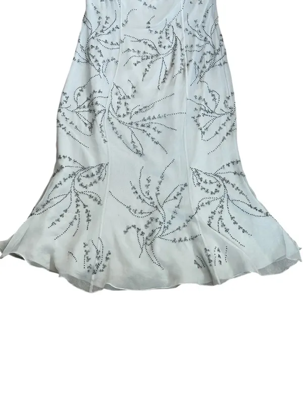 Le Gala By Mon Cheri Gray Silk Beaded Dress Size 8 Cocktail Party Prom Evening - Image 7