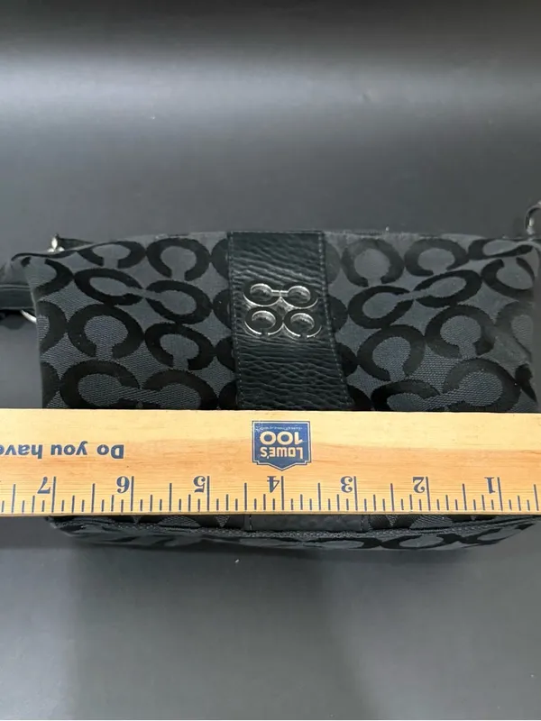 COACH 43771 Julia Outline OP Art Black Jacquard Canvas Small Purse Shoulder Bag - Image 8