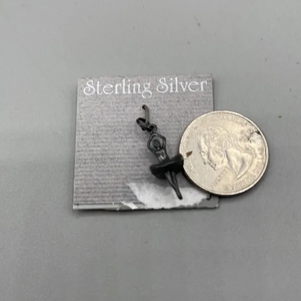Sterling silver ballerina charm on card - Image 3