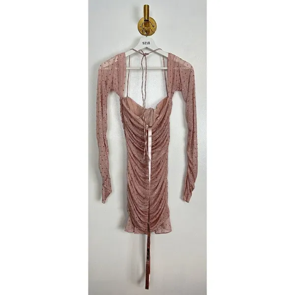 HOUSE OF CB Estella Crystallised Mini Dress in Soft Pink Size Medium - Image 9