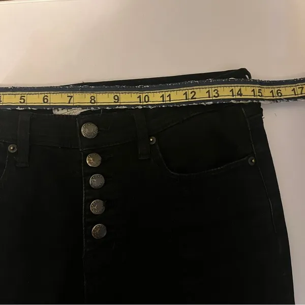 Free People Black Button Fly High-Rise Raw Hem Women's Jeans 29 - Image 8