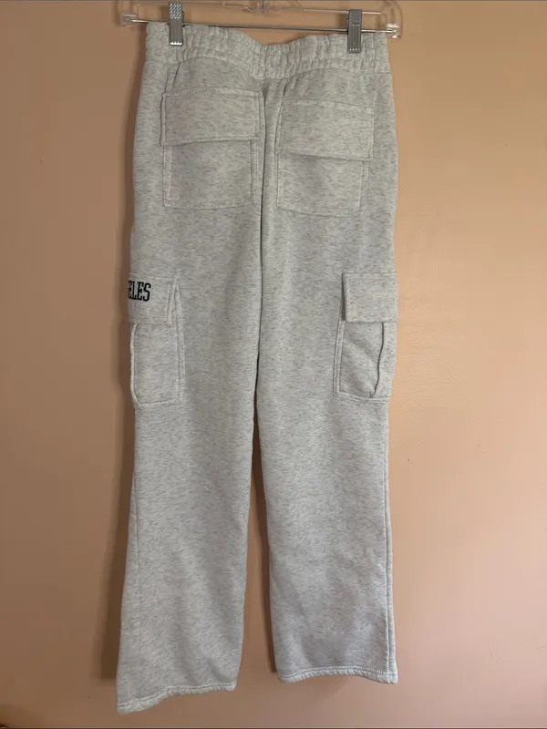 Wide Leg Cargo Sweatpants in Light Heather Gray - Image 5