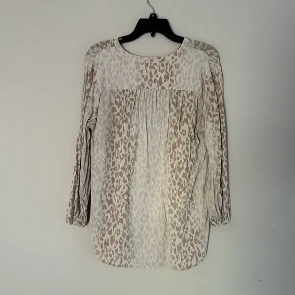 Johnny Was Calme Post Yoga Pullover Blouse BOHO Cream Cheetah Stripe Sz Small - Image 7