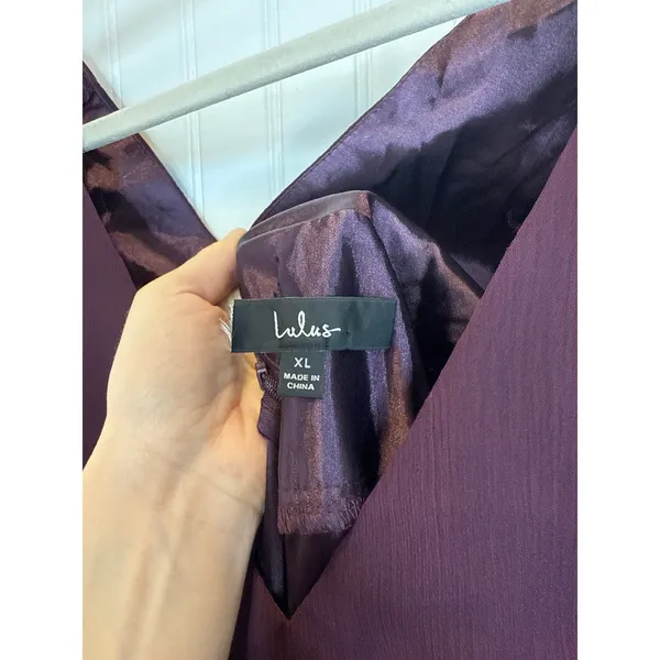 NWOT Lulus Enchant My Love Dark Purple V-Neck Long Sleeve Maxi Dress Size XL - Image 7