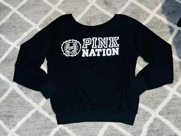 PINK - Victoria's Secret Black Sweatshirt - Image 3