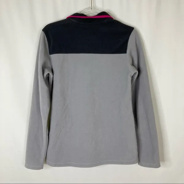 Columbia Gray 1/4 Zip Fleece Jacket Pink Detail 100% Polyester Womens Small - Image 5