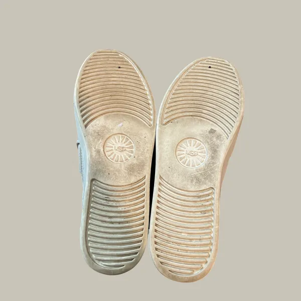 UGG Jass White Pebbled Leather Slip On Platform Sneakers Shoes Womens 7.5 - Image 6
