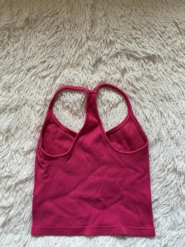 Kimberly Hot Pink Ribbed Crop Tank and Shorts Set - Image 5