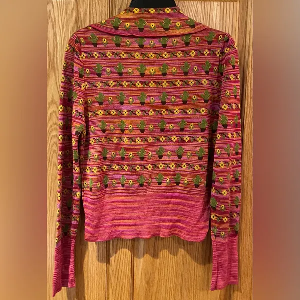 ZARA Cactus Flower Jacquard Knit Lightweight Cardigan‎ Sweater Jacket Size Small - Image 14