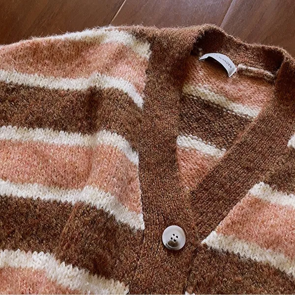 Lost + Wander Candy Says Cardigan Sweater Rust Multi Stripe Size Small NWT - Image 7
