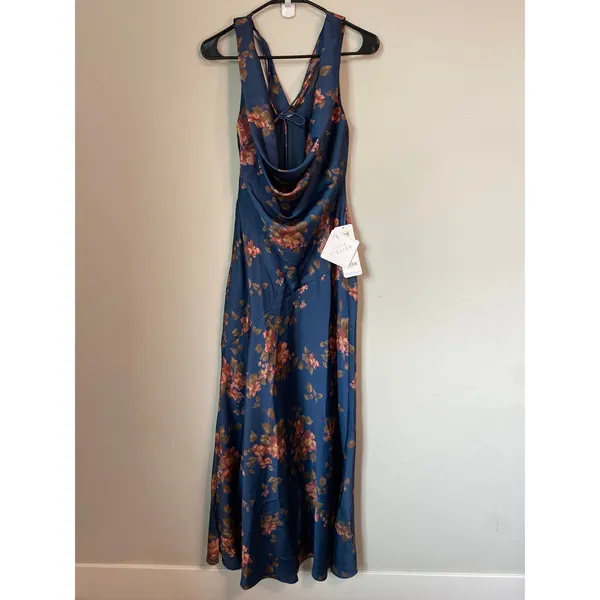 New Azalie Florivel Floral Maxi Dress Navy Vintage Size 2 - Image 4