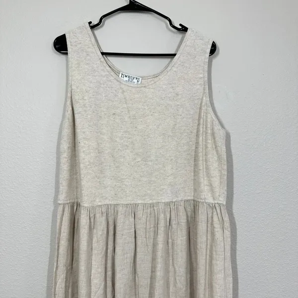 Vintage Timbuktu Station Womens L Midi Dress Oatmeal Linen Blend Knit Lagenlook - Image 3