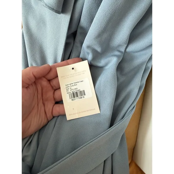 NWT Birdy Grey Dress Dusty Blue 1X Bridesmaid Formal Wedding Yolanda Crepe - Image 9