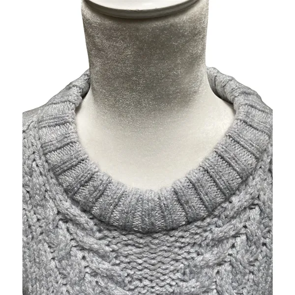 Aerie Snowday Oversized Chunky Cable Knit Sweater Gray Crew Neck NWOT XS - Image 6