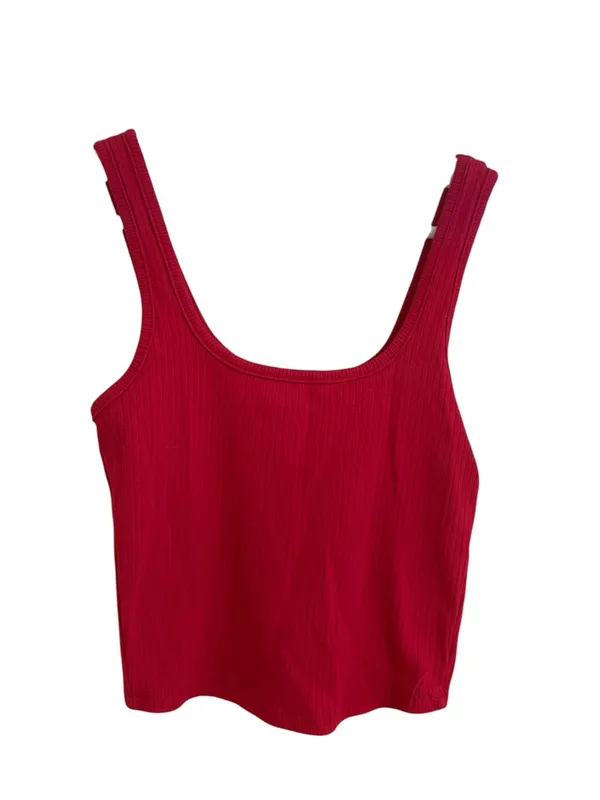 Full Tilt Size Small Red Ribbed Crop Top Tank Top - Image 2