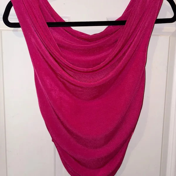 Pink Sleeveless Drape Neck Top Size M - Image 3