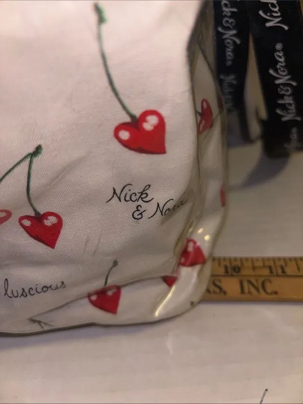 Nick & Nora Cherry Hearts Y2k Cosmetics Case With Matching Zip Pouch Vintage - Image 10