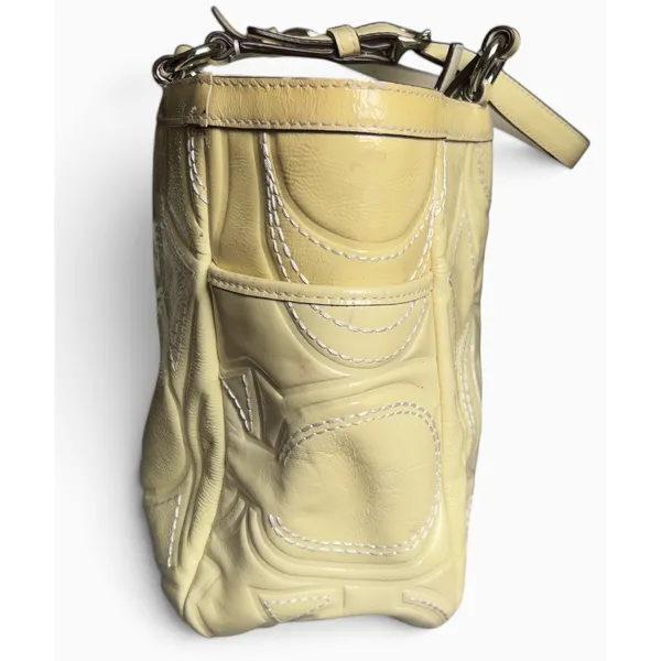 Coach Gallery Signature C Stitched Patent Leather Tote Butter Yellow Bag - Image 6