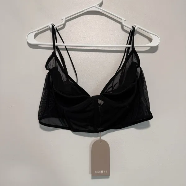 Meshki‎ NWT Angelique Demi Cup Mesh Bustier Top in Black Size XL - Image 3
