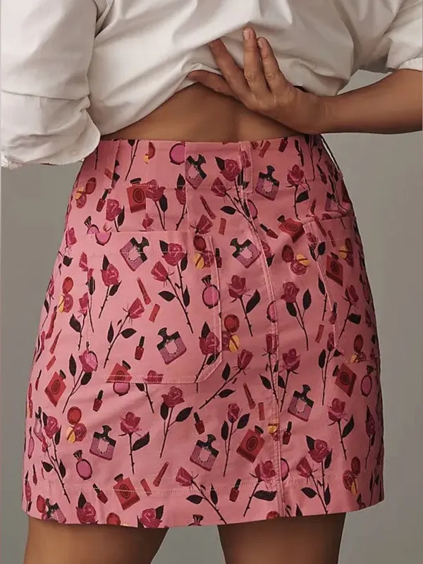 Anthropologie Maeve The‎ Anisa Makhoul Colette Mini Skirt Pink Rose Size Small - Image 6