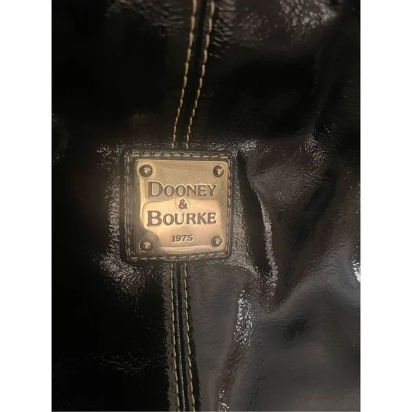 Dooney & Bourke Medium Chiara Patent Leather Drawstring Satchel Bag Black - Image 12