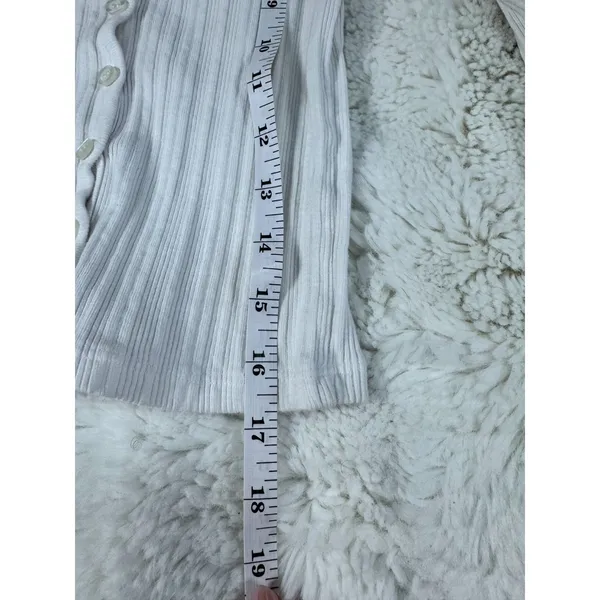 Brandy Melville White Ribbed Henley Long Sleeve Top - Image 6