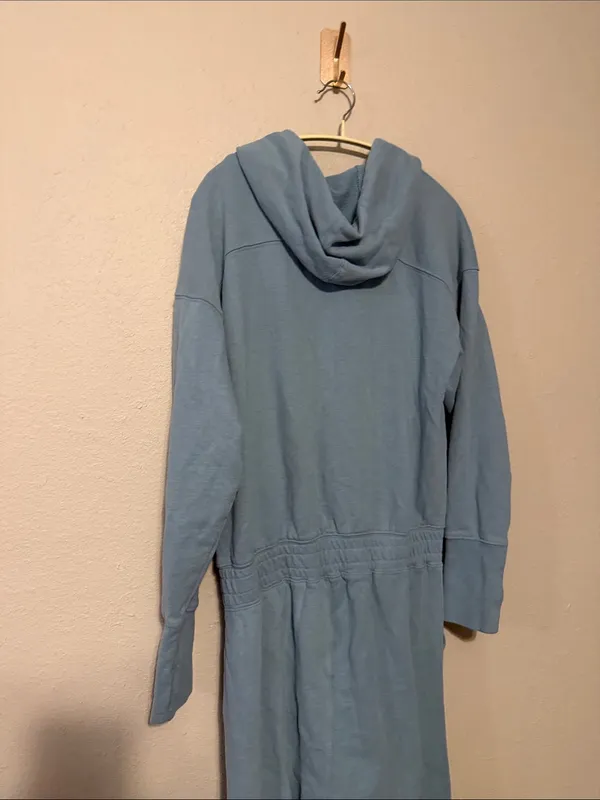 Free People Movement Training Day 100% Cotton‎ Teal Green Hooded Jumpsuit Medium - Image 5