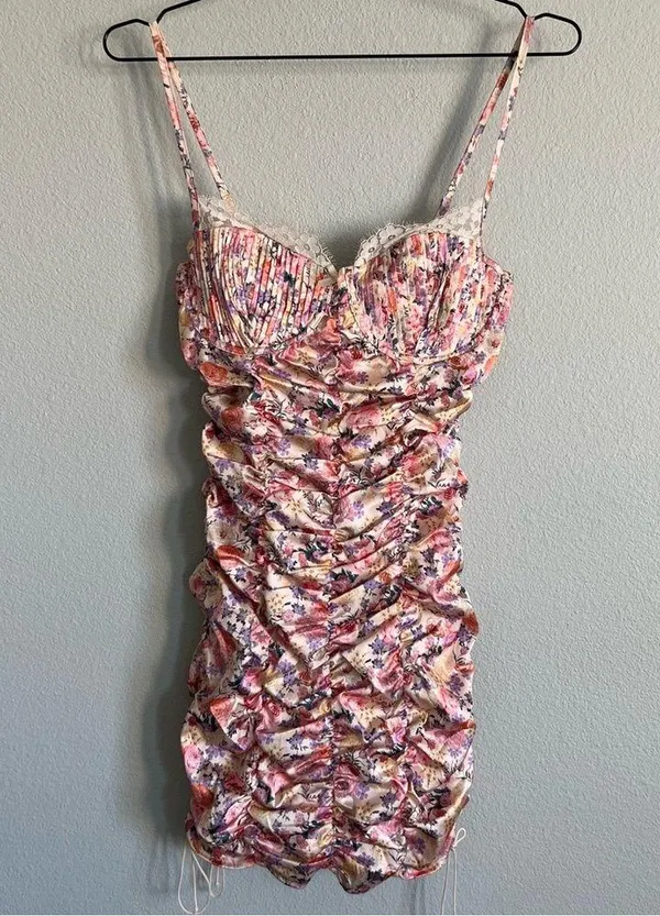 For Love And Lemons Multi-Color Floral Gardenia Mini Dress. Size Medium - Image 4