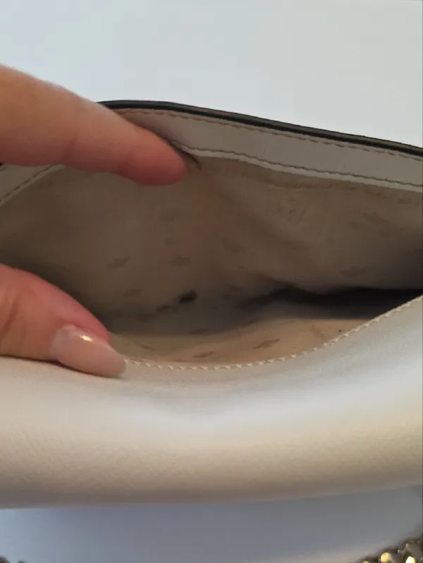 Kate Spade Carson Shoulder Bag Colorblock White Grey Saffiano Leather Minimalist - Image 7