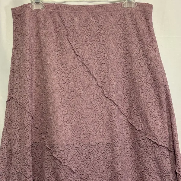 No Comment Women’s XL Mauve Lace Layered Asymmetrical Hem Midi Skirt Fairycore Cottage Boho - Image 4
