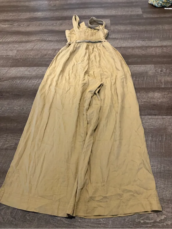 American Eagle Linen Blend Button Up Tan Jumpsuit - Image 6