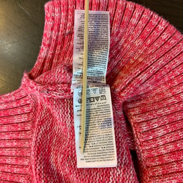 GAP Pink Marled Y2K Style V-Neck Sweater S Clean Girl Cozycore 100% Cotton Knit - Image 6