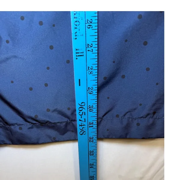 Helly Hansen Womens Navy Blue Polka Dot Hooded‎ Rain Jacket Coat Sz Medium - Image 8