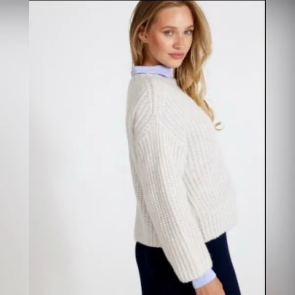 Holebrook Sweden Cajsa Ribbed Merino Wool Sweater Small Sand Shell Beige - Image 2
