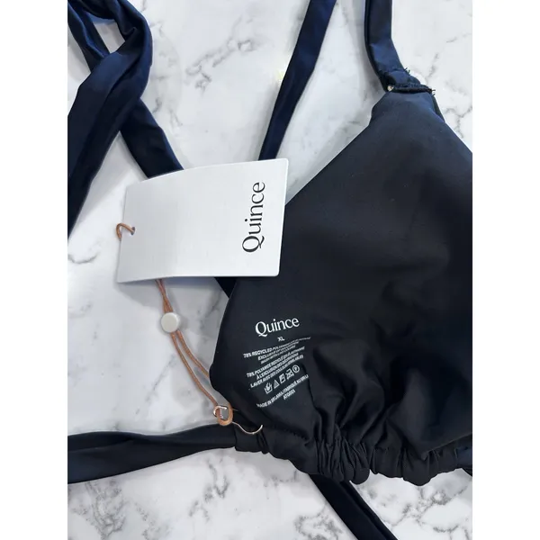 NWT Quince Black Italian Full Coverage Ring Triangle Bikini Top Size XL - Image 3