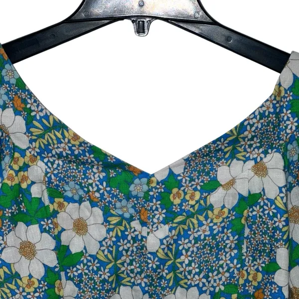 Perseverance London Mambo‎ Floral Puff Sleeve Top Size 6 Floral 100% Linen - Image 8