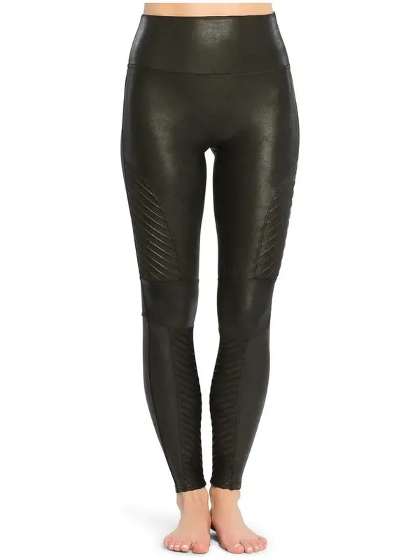 Spanx Quilted Moto Black High Rise Leggings Women’s Size Large - Image 2