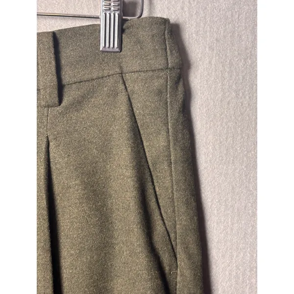 LOFT Womens Tapered Pants S Olive Green Pleated Elastic Back Dark Academia Pants - Image 5