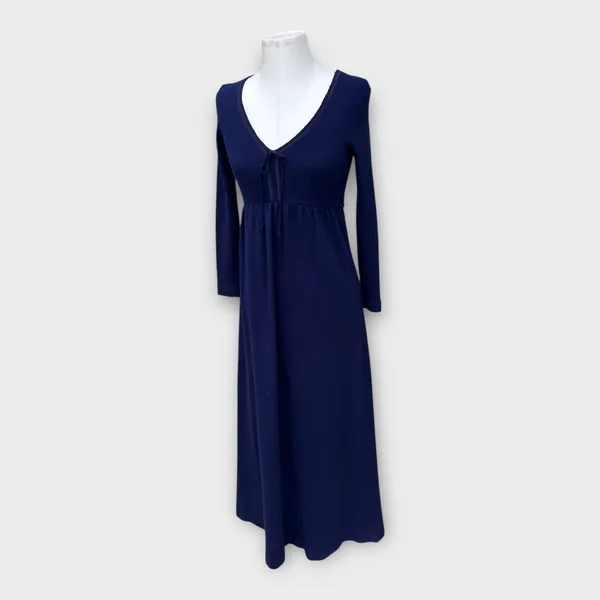 VTG 70s Hubba Hubba Maxi Sweater Dress Women’s Medium Blue Cottage Hippie Boho - Image 10