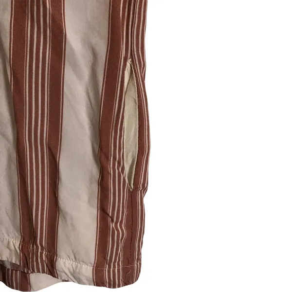 Dress Forum Red Ivory Stripe Short Sleeve Butto Lightweight Blouse Top Medium - Image 4
